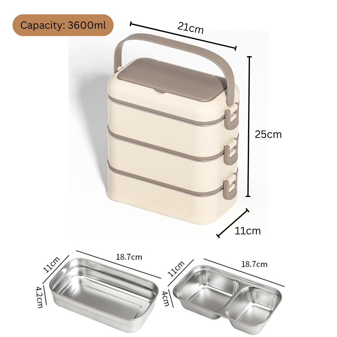 Multi-Layer Stainless Steel Multi-Compartment Insulated Lunch Box