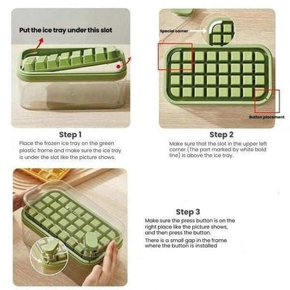 2-Layer Ice Cube Tray with Scoop | Easy Demolding | 64 Cubes in One Go