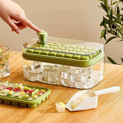 2-Layer Ice Cube Tray with Scoop | Easy Demolding | 64 Cubes in One Go