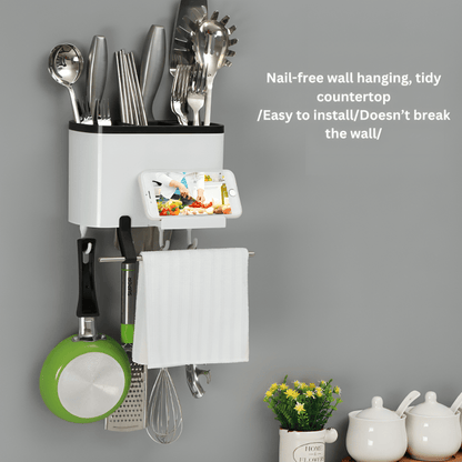 Multi-Purpose Space-Saver Utensil Storage Rack