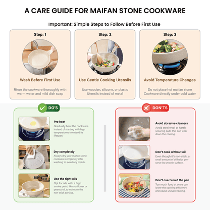Maifan Stone Non-Stick Flat Bottom Frying Pan (White-24cm)