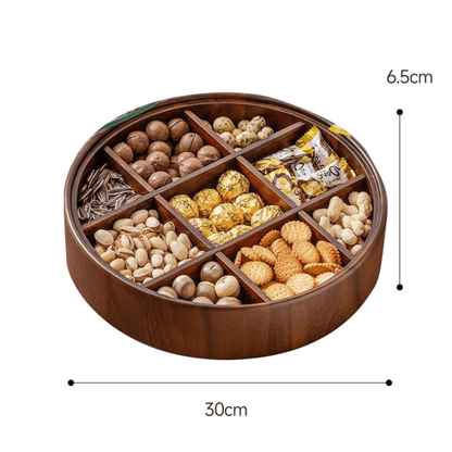 9-Compartment Bamboo Serving Tray With Lid