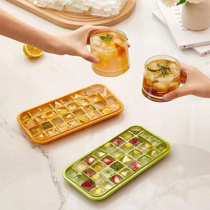 2-Layer Ice Cube Tray with Scoop | Easy Demolding | 64 Cubes in One Go