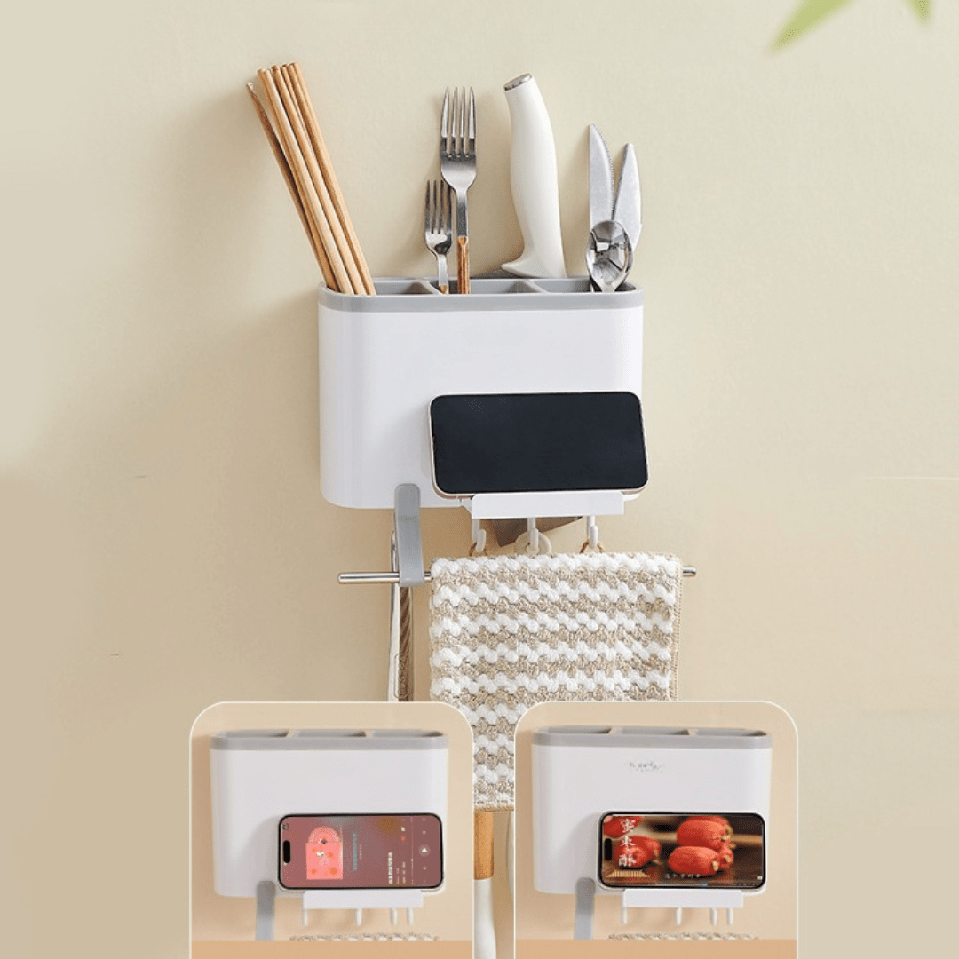 Multi-Purpose Space-Saver Utensil Storage Rack