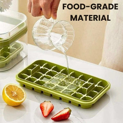 2-Layer Ice Cube Tray with Scoop | Easy Demolding | 64 Cubes in One Go