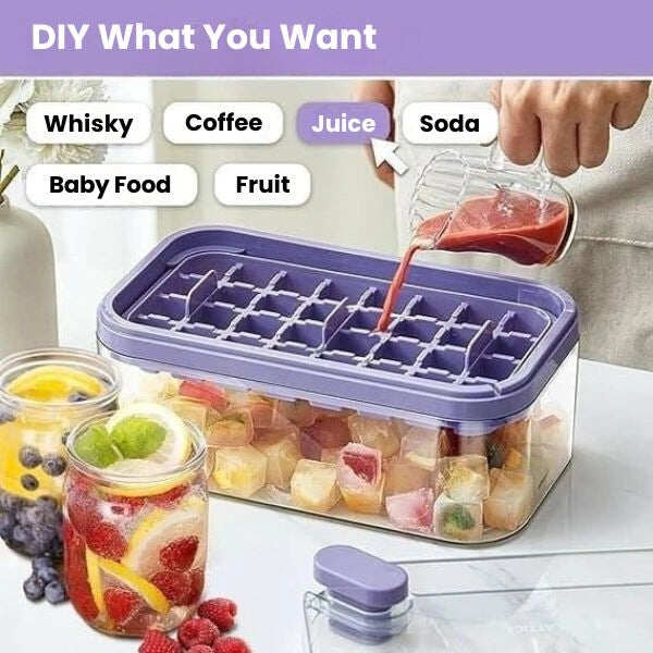 2-Layer Ice Cube Tray with Scoop | Easy Demolding | 64 Cubes in One Go