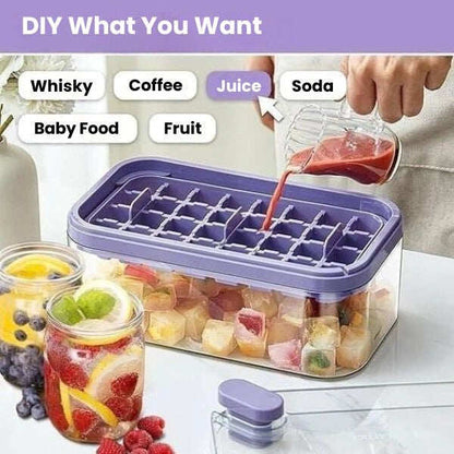 2-Layer Ice Cube Tray with Scoop | Easy Demolding | 64 Cubes in One Go