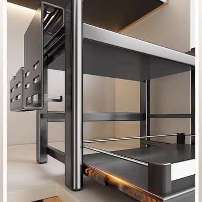 Double-Layer Pull-Out Kitchen Microwave Oven Storage Rack