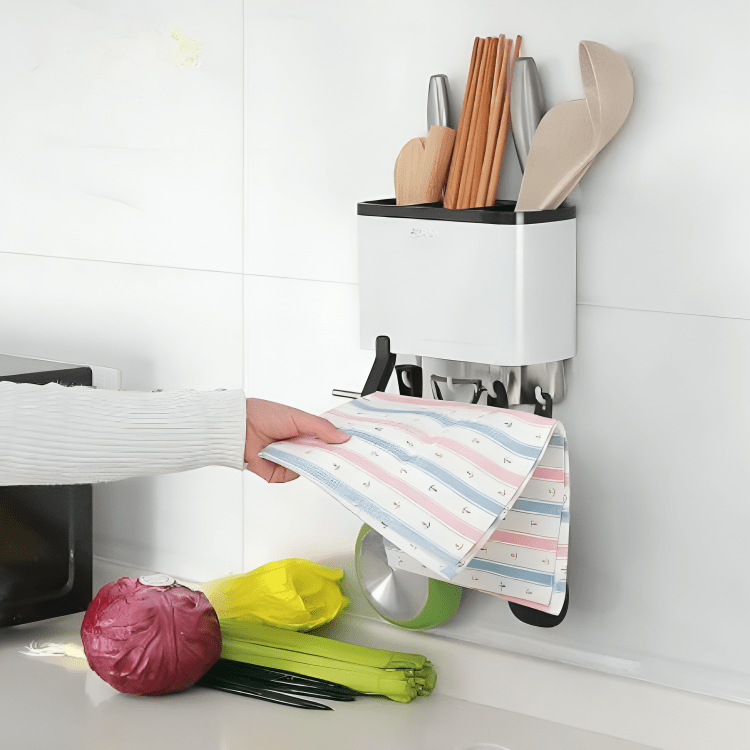 Multi-Purpose Space-Saver Utensil Storage Rack