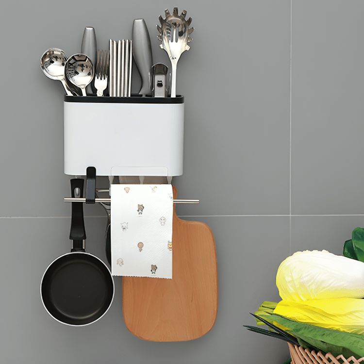 Multi-Purpose Space-Saver Utensil Storage Rack