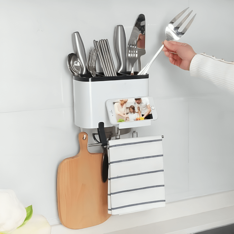 Multi-Purpose Space-Saver Utensil Storage Rack